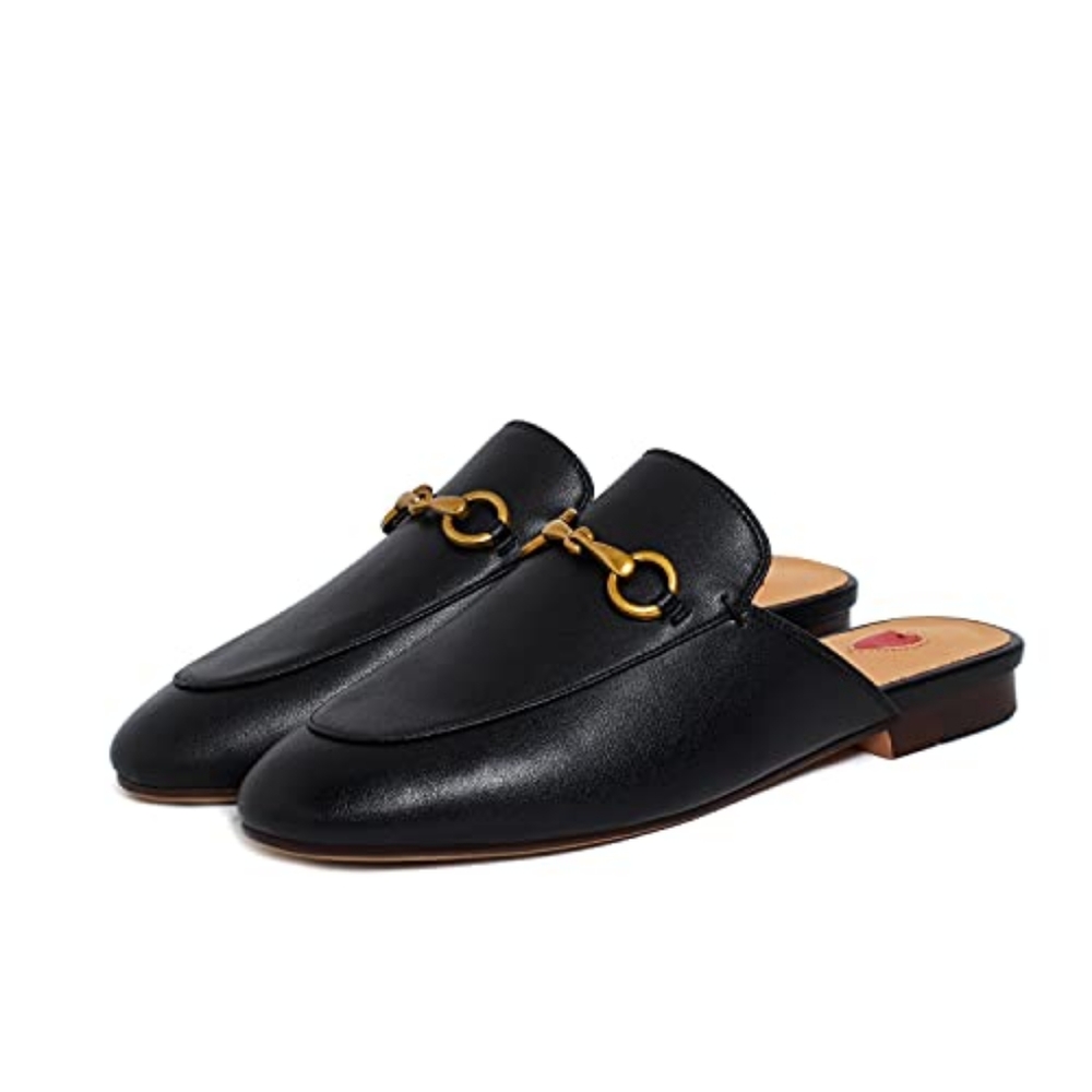 Vertundy Women's Mules Low Heel Flats Leather Slip On Backless Sandals for women